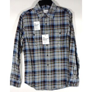 Sonoma Flannel Shirt Men Small Button Down Flap Chest Pockets Western Plaid Gray